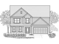 A charming two-story house featuring a brick facade, covered porch, and a two-car garage at 3820 Near Star Ln, Cumming, GA 30028