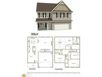 Layout of a two-story home with labeled rooms, dimensions, and features for both the first and second floors at 2277 Church St, Hampton, GA 30228