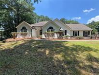 Charming one-story home with manicured landscaping and a welcoming front entrance at 12 Barrington Ct, Sharpsburg, GA 30277