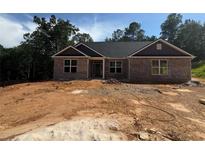 Traditional brick home with a contemporary roof and trim awaiting landscaping at 5381 Tuscany Dr, Douglasville, GA 30135