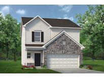 Charming two-story home with stone accents, an attached garage, and a manicured lawn enhancing curb appeal at , Austell, GA 30168
