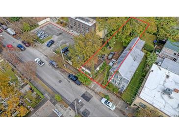 Aerial view of a charming house and surrounding neighborhood at 190 Coming St, Charleston, SC 29403