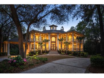 Stately home with classic columns, multiple levels, and lush landscaping at 633 Barbados Dr, Charleston, SC 29492