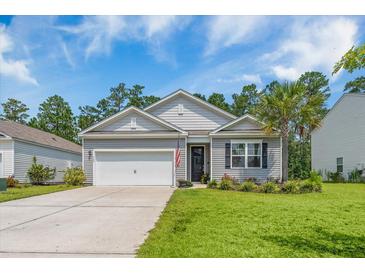 Charming single-story home with gray siding, a well-manicured lawn, and a two-car garage at 360 Bering Ln, Summerville, SC 29486