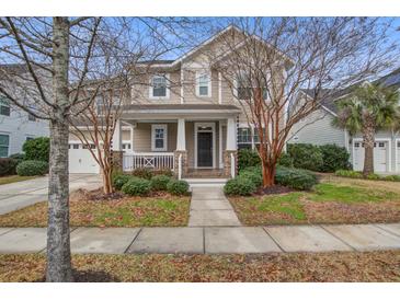 Two-story house with gray siding, white columns, and landscaping at 705 Quintan St, Summerville, SC 29486