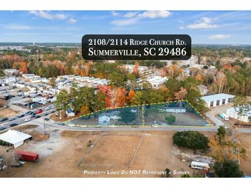 Aerial view showing a house and surrounding lot at 2108 Ridge Church Rd # A & B, Summerville, SC 29486