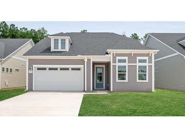 Gray two-story house with white garage and blue door at 418 Evening Glow Ln, Summerville, SC 29486