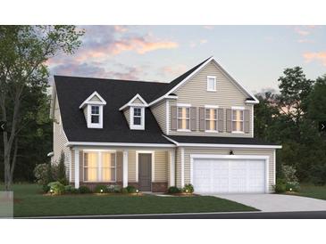 Two-story house with a neutral color scheme and a three-car garage at 143 Winding Grove Ln, Moncks Corner, SC 29461