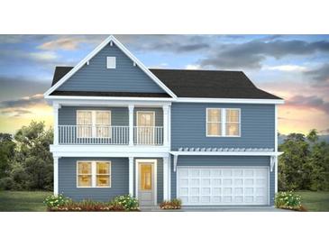 Two-story home with blue siding, white trim, and a two-car garage at 132 Lilac Grove Way, Summerville, SC 29486