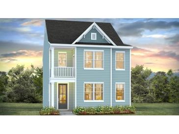 Two-story home with light blue siding and a front porch at 215 Terrace View Dr, Summerville, SC 29486