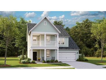 Charming two-story home featuring double porch, neutral siding, and a well-manicured lawn at 108 Maritime Way, Summerville, SC 29485