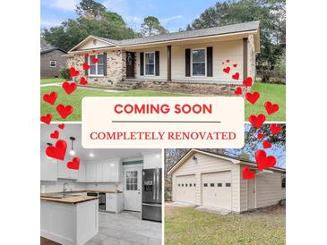 Charming renovated home featuring a modern kitchen and a detached two-car garage at 305 Driver Ave, Summerville, SC 29483