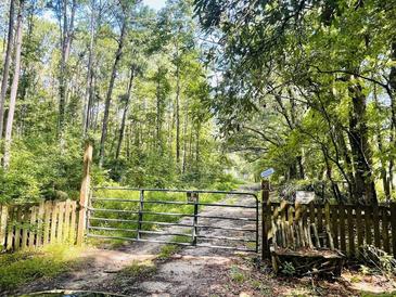 Gated entrance to a wooded property, hinting at privacy and a nature-filled setting at 197 Melrose Pl, Moncks Corner, SC 29461