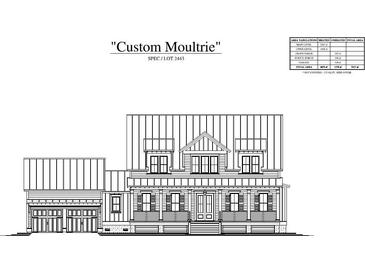 Rendering of a custom two-story home with a symmetrical front porch and attached two car garage at 3846 Delinger Dr, Mount Pleasant, SC 29466