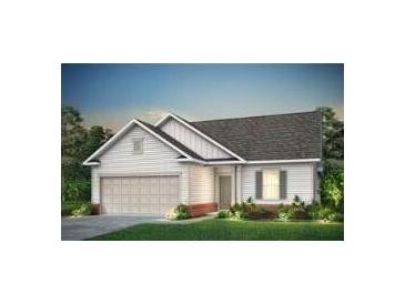 Charming single-story home with white siding, attached garage, and well-manicured landscaping at 119 Royal Cainhoy Way, Huger, SC 29450