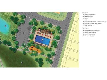 A community map showing a pool, play area, pond, and greenery at 128 Cantona Dr, Summerville, SC 29483