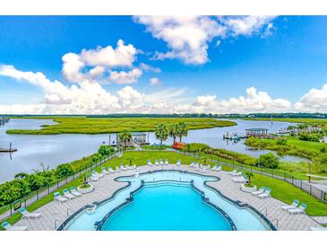 Stunning pool and lounge area overlooking the marsh with picturesque views at 110 Tidewater Way, Charleston, SC 29492