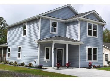 Charming two-story home with blue siding, white trim, and a welcoming front porch at 1725 W Avalon Cir, Charleston, SC 29407