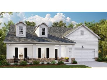 Charming two-story home with stone accents, white siding, and a welcoming front porch at 203 Belfort Pl, Summerville, SC 29486