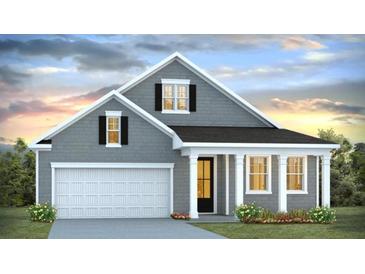 Charming single-Gathering home with a gray exterior, white trim, and an attached garage at 293 Blue Haw Dr, Moncks Corner, SC 29461