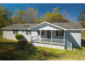 Charming single-story home featuring a gray exterior and a welcoming front porch with white railing at 389 Maggie Rd, Mount Pleasant, SC 29464