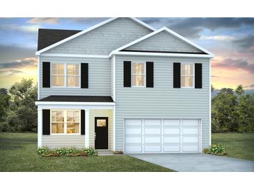 Charming two-story home featuring a garage, black shutters, and a well-maintained front yard at 1040 Forrest Creek Dr, Summerville, SC 29483