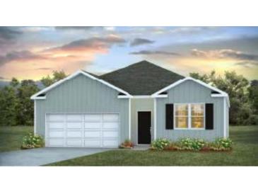 New construction, one-story home with a two-car garage and manicured lawn under cloudy skies at 1052 Forrest Creek Dr, Summerville, SC 29483