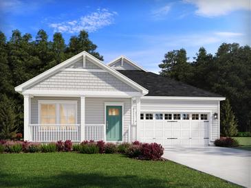 Charming single-Gathering home featuring a covered porch, two-car garage, and well-manicured lawn at 324 Calm Water Way, Summerville, SC 29486