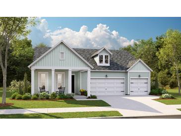 Charming single-story home featuring a two-car garage and well-manicured landscaping and covered entry at 1124 Darling St, Summerville, SC 29485