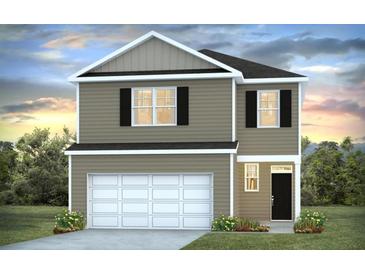 Charming two-story home with a white garage door, black door and shutters, and a well-manicured front yard at 288 Watersglen Dr, Summerville, SC 29486