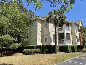 Attractive condo building featuring screened porches, manicured landscaping and a palm tree at 1600 Long Grove Dr # 411, Mount Pleasant, SC 29464