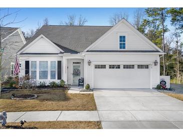 Charming one-story home featuring a two-car garage, manicured lawn, and classic architectural details at 218 River Martin Ct, Summerville, SC 29483