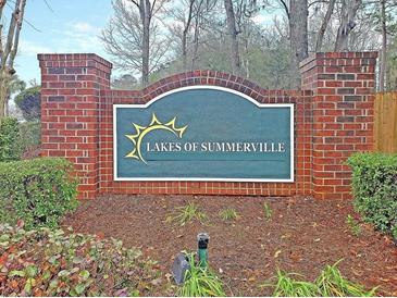 Lakes of Summerville community sign with brick pillars and manicured landscaping at 123 Lynches River Dr, Summerville, SC 29485
