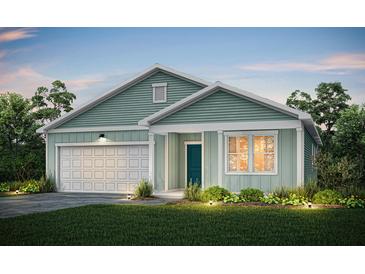 Charming single-story home featuring light green siding, a one-car garage, and professionally landscaped front yard at 760 Meadowbrook Ln, Summerville, SC 29486