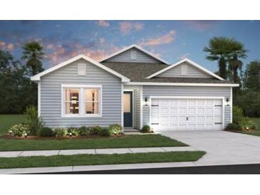 Charming one-story home with light gray siding, a two-car garage, and a well-manicured lawn at 2046 Mcguire Ln # 012, Hollywood, SC 29449