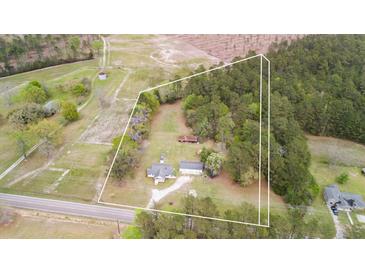 Expansive property featuring a charming home, a multi-car garage, and abundant greenery, all within a clearly defined boundary at 1298 French Santee Rd, Jamestown, SC 29453