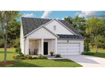 Charming single-story home with a covered porch, attached garage, and well-maintained lawn at 1007 Swamp Rose Run, Summerville, SC 29485