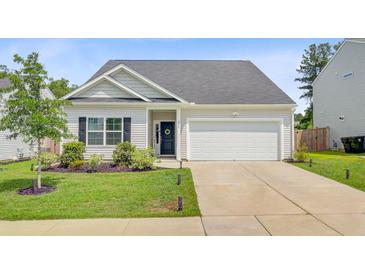 Charming single-story home with a well-manicured lawn and a two car garage at 266 Torslanda Ln, Summerville, SC 29486