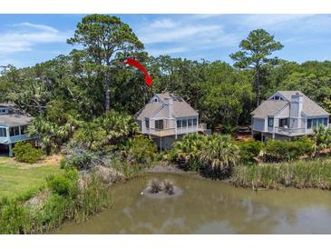Charming coastal home with a spacious deck overlooking a tranquil pond surrounded by lush greenery at 811 Treeloft Trce, Seabrook Island, SC 29455