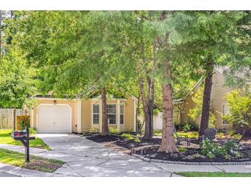 Charming home with a well-manicured lawn and mature trees shading the front yard and driveway at 1350 Water Edge Dr, Charleston, SC 29492