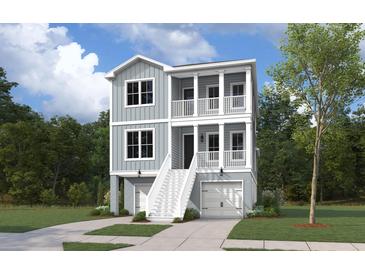 Charming two-story home featuring a double stacked porch and a two-car garage at 3170 Vanessa Lynne Ln, Johns Island, SC 29455