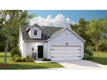 Charming single-story home with light blue siding, a single-car garage, and a cozy front porch at 187 Norse Bay, Summerville, SC 29486