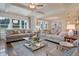 Open living room with two sofas, coffee table, and large windows with natural light at 173 Fiddleback Dr, Summerville, SC 29486