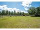 Spacious grassy backyard with white fence and trees at 175 Maria Stuart Ln, Varnville, SC 29944