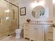 Modern bathroom with a frameless glass shower and updated fixtures at 633 Barbados Dr, Charleston, SC 29492