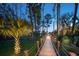 Lighted boardwalk through lush landscaping leads to waterfront at 633 Barbados Dr, Charleston, SC 29492
