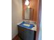Stylish bathroom with a vanity, marble countertop, mirror, and unique paint at 1560 John Fenwick Ln, Johns Island, SC 29455