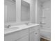 Bright bathroom with a dual sink vanity and tub and shower combo with white finishes at 159 Morning View Way, Moncks Corner, SC 29461