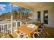 Relaxing screened porch with wooden dining table and chairs at 1636 Siloh St # 478, Mount Pleasant, SC 29466