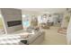 Open concept living area with fireplace and kitchen views at 35 W 9Th Street Ext, Folly Beach, SC 29439